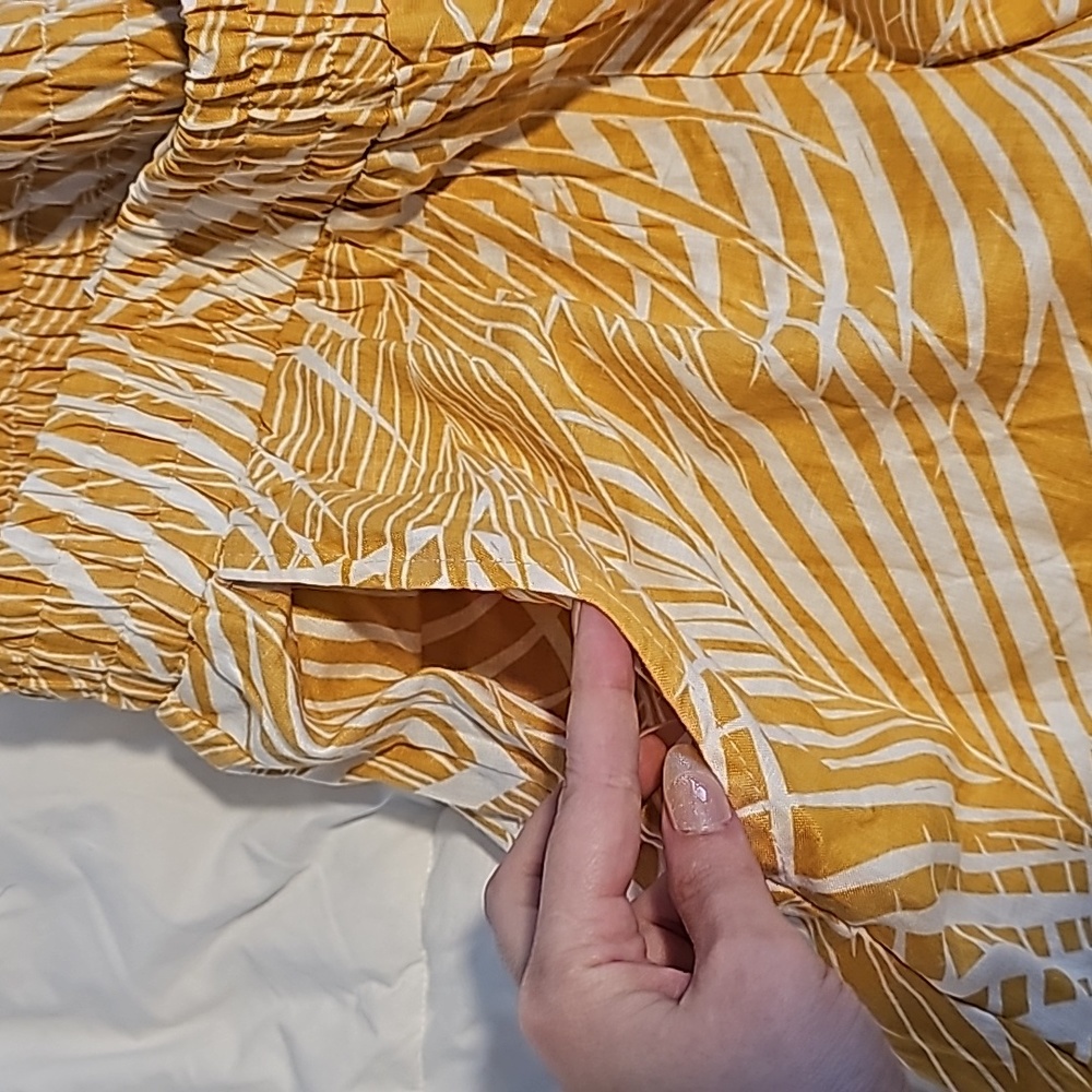 NWT Panarama Jack's Palm Print Yellow Linen Wide Legged Summer Pants - Picture 4 of 7